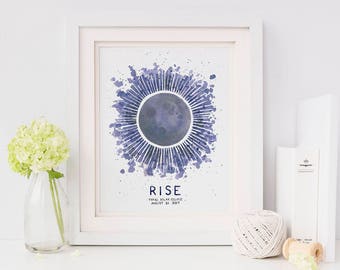 Total Solar Eclipse Art Print / Watercolor / Art Print / Solar Eclipse 2017 / Solar Eclipse Gifts / Gifts for Her / Solar Eclipse Art / Moon