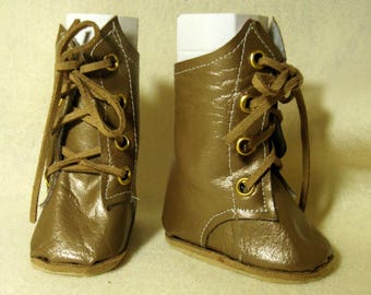 Gold vinyl mid-calf boots for 18" dolls
