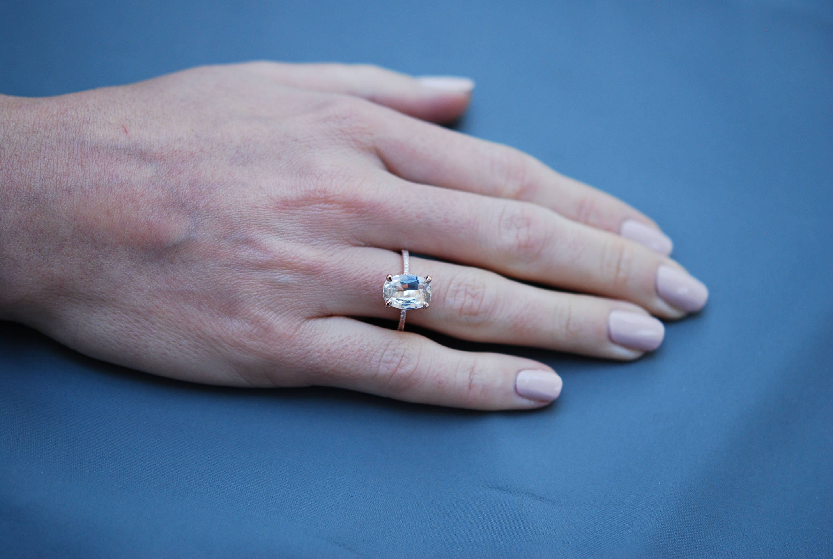 Blake Lively ring. Champagne Sapphire Engagement Ring. Oval cut