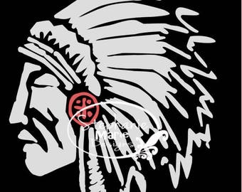 Native American-Indian head-SVG Cut File-Use with Silhouette Studio Design Edition,Cricut Design Space and others