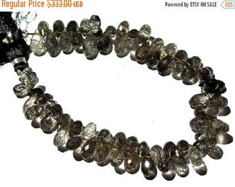 50% Off Sale 8.5 Inch 69Pcs Finest Quality Black Rutilated Quartz Faceted Drop Briolettes 298.5Cts 11x5-7x5mm