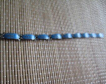 Siam Sterling Blue Enamel Dancing Link Bracelet