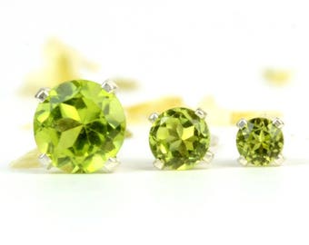 Peridot earrings, one pair sterling silver and peridot studs, August birthstone, 3mm, 4mm or 6mm, green gemstone earrings, birthday earrings