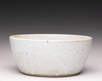 handmade pottery bowl, ceramic bowl, white stoneware bowl