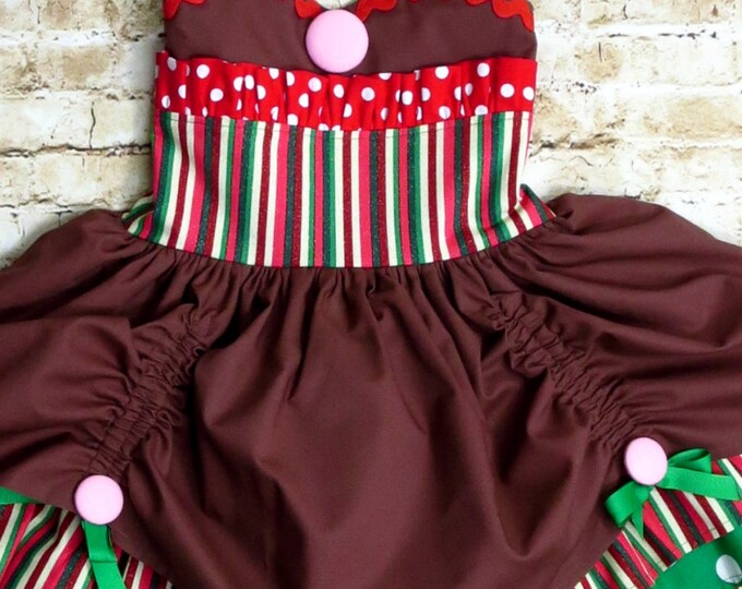 Christmas Dress - Gingerbread Dress - Gingerbread Costume - Girls Costume - Toddler Christmas - Holiday Dress - Party Dress - 6 mo to 8 yrs