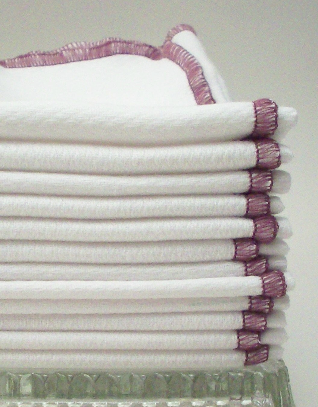 Birdseye Cotton Unpaper Towels Plum Border Reusable Paper