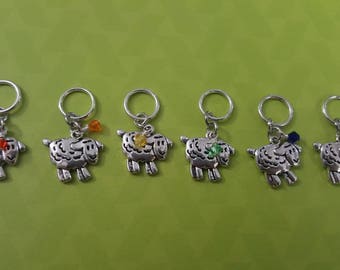Wooly Sheep Stitch Markers - Knit or Crochet - Set of 6