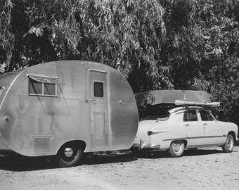 Vintage Travel Trailer Photo Vernacular Photography Original 1940s Snapshot Photograph Vintage Travel Trailer Photo Vernacular Photography Original 1940s Snapshot Photograph