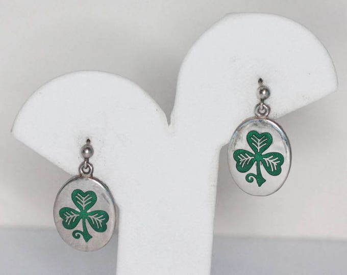 Celtic Sterling Shamrock Dangle Earrings with Posts Signed Tara Ware Pierced Vintage