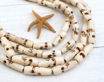 Bone Skull Beads, 1 Inch, 16pc Strand, Skull Beads, Bone Skull, Hand Carved Bone beads -BN19