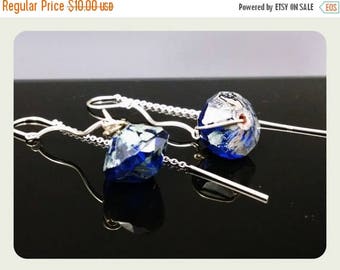 Sterling Threader Earrings with Cobalt Blue Czech Glass Beads and Sterling Beads, Blue, Gift, Gift Wrap, Picasso, cobalt, czech glass
