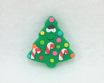 Polymer Clay Christmas Tree with Candy Canes Hairbow Center - Christmas Hair Bow Supply - Hair Bow Supplies - Boutique Supplies -7173