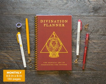 Divination Planner Notebook - Red / Monthly / Half-Size / 24 Months / Pick Your Own Starting Month