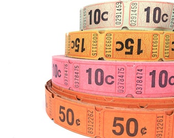 carnival tickets lot of 40 parties garland ribbon art project crafts scrapbooking mixed media gift wrap display prop orange peach yellow