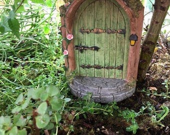 SALE Miniature Door, "Mystical Green Fairy Door", #4590, Miniature Gardening, Fairy Garden Accessory, Home and Garden Decor, Garden Supply