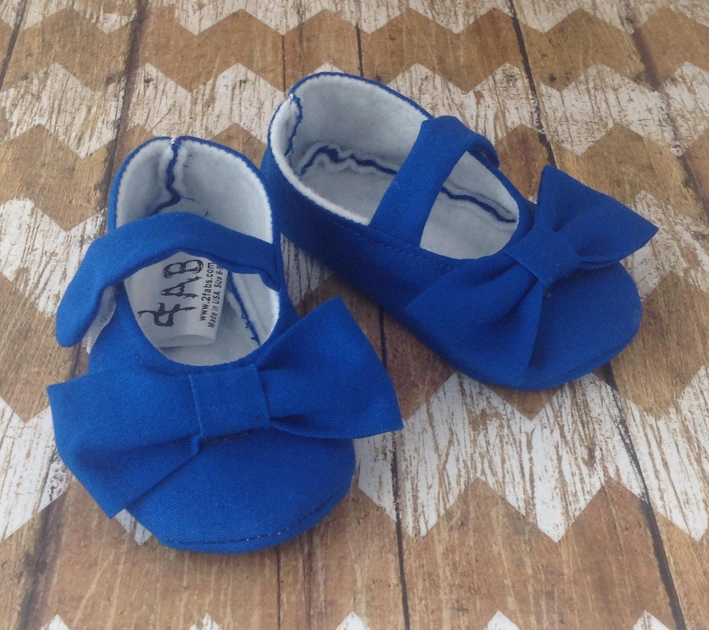 Royal Blue Baby Girl Shoes with Bows Newborn size up to 24