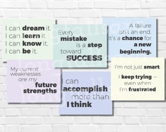 6-Pack Growth Mindset Printable Classroom Sign - Teachers - Classroom Decor