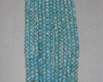 Larimar, Larimar Bead, 6mm, A+, Smooth Bead, Natural Stone, Semi Precious Bead, Gemstone Bead, Blue Bead, Half Strand, AdrianasBeads