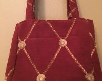 Beth#1726, Vintage Upholstery Fabric Project Bag, Knitting Project Bag, Large Project Tote, Upholstery Knitting Bag, Yarn Bag, Crochet Bags