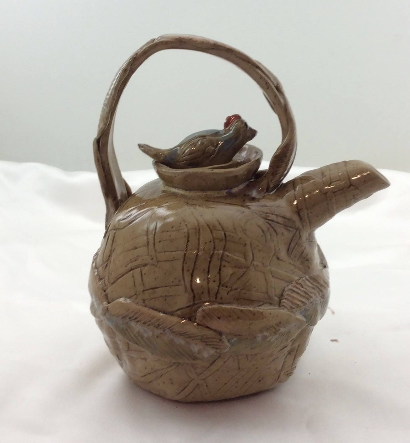 Tea pot Chicken teapot rustic brown pottery food safe