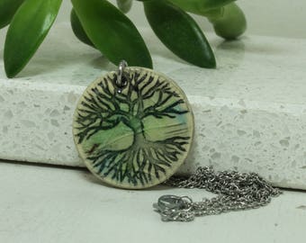 Tree Of Life Pendant Handmade pottery necklace
