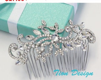 7 Days Sale Wedding Hair Comb, Bridal Comb, Vintage Rhinestone Hair Comb Bridal Jewlery HC-11 Free US Shipping