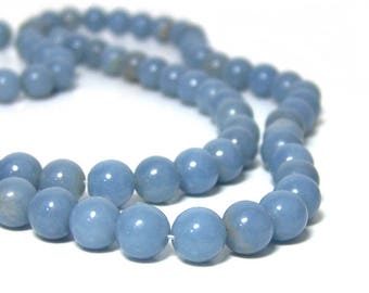 8mm Angelite beads, natural light blue gemstone, round bead, full or half strands available (670S)