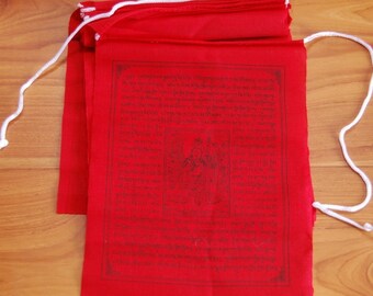Tibetan Prayer Flags Solid Red Color Guru Rinpoche Set of Ten Flags