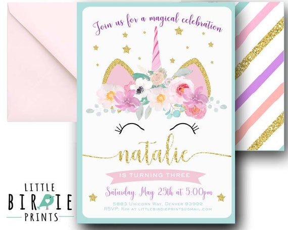 UNICORN Birthday invitation Unicorn invitation Printable