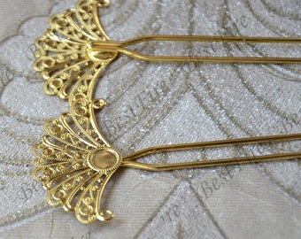 New style flower Gold hair stick or hair fork, hair pin, metal hair fork, wire wrap hair accessories,hairpin finding,hair accessories