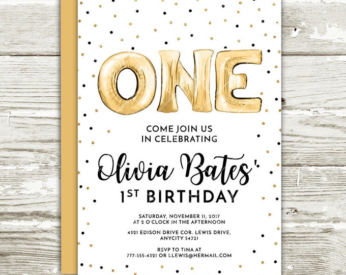 Gold Foil Balloons and Glitter Couple's Shower Baby Shower Twins Printable Invitation, Gender Neutral Baby Shower Invitation