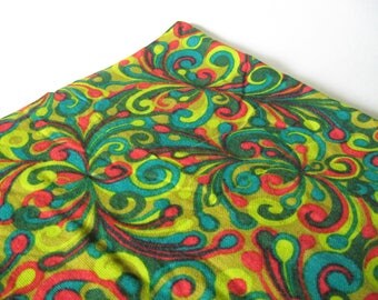 Mod midcentury vintage woven coarse cotton fabric material burlap lime green red teal AMAZING