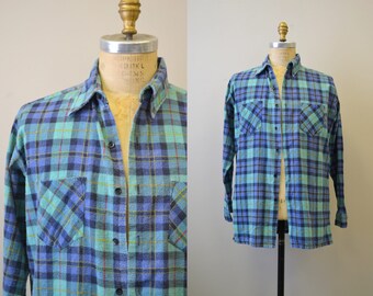 1980s Saugatuck Plaid Flannel Shirt