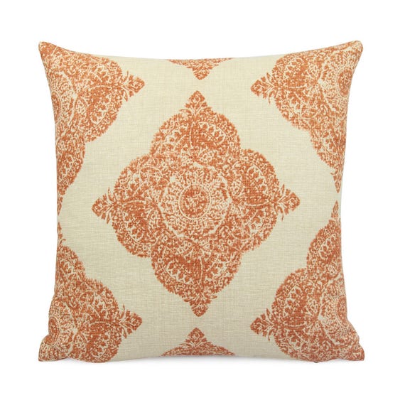 Rust and Tan Kilim Ikat Pillow Cover Medallion Cushion Sham