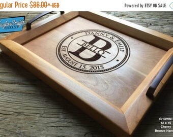 ON SALE Personalized Wood Tray, Engraved Serving Tray - Wedding Gift, Housewarming Gift, Anniversary Gift
