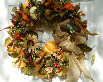 Fall Wreath , Wreath , Front Door Wreath , Autumn Wreath , Pumpkin Wreath , Wreath , Outdoor Wreath , Wreath For The Door , Pumpkin Patch