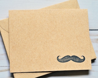 Mustache Note Cards // Set of 4 // Blank Cards // Thank You Card // Groomsman Cards // Kraft Card // Just Because // Thinking of You