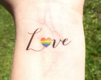 Gay Pride Temporary Tattoo - Gay Wedding Gift - Love is Love - Love Wins - Gay Marriage - LGBT - Gay Couples - Lesbian Wedding - Gay Rights