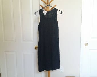 Laurence Kazar Black Beaded Mini Dress XS S