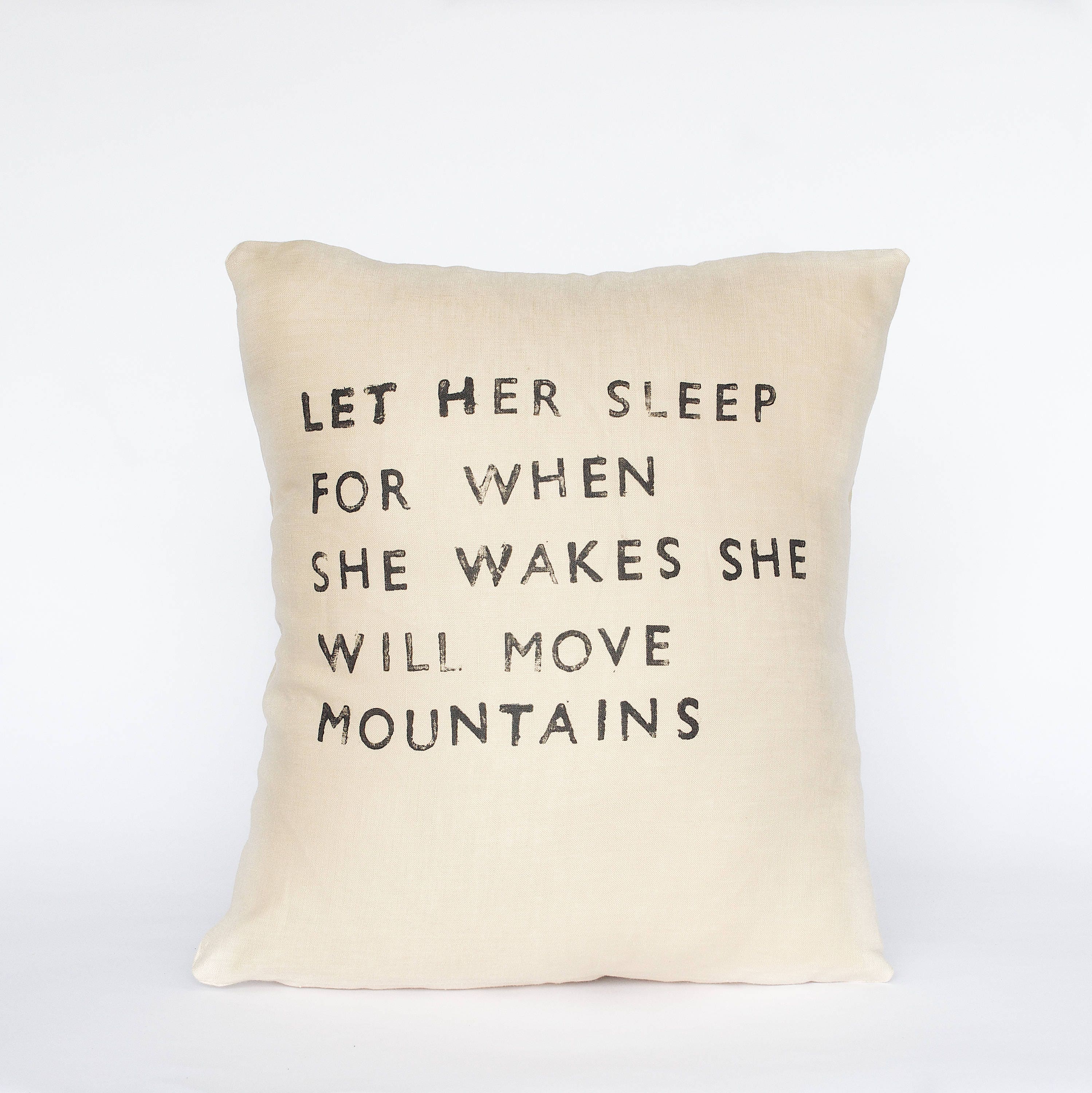 LET HER SLEEP // Linen Quote Pillow // Modern Heirloom