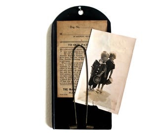 vintage industrial receipt holder, McCaskey, industrial salvage, vintage clipboard, wall receipt holder