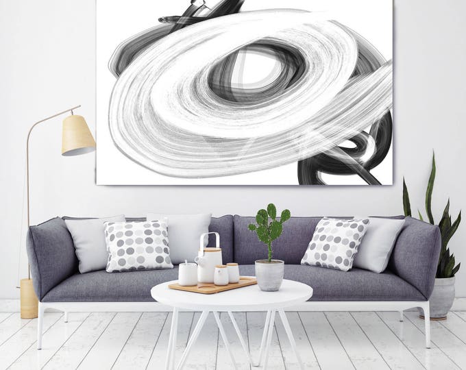 Opening. Abstract Black and White, Contemporary Black and White Painting Print, Large Contemporary Canvas Art Print up to 72" by Irena Orlov