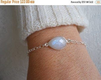 Christmas in July SALE Dainty Bracelet, Moonstone Bracelet, Layering Jewelry, Sterling Silver,Minimalist Bracelet, Healing Stone, Gemstone J