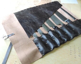 Handmade Leather Knife roll / chef roll / chef bag / tool roll 4