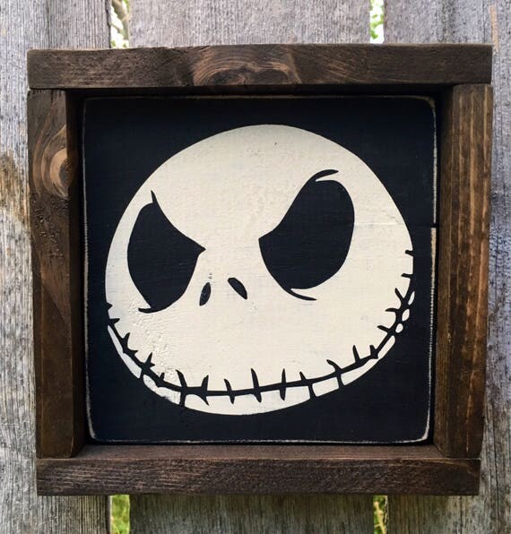 Halloween Decor Jack Skellington Framed Wood Sign Nightmare