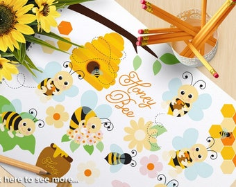 Honey Bee Clipart, Bumble Bee, Spring Garden, flower, gardening, honey, Fall, Autumn, Commercial use, vector clipart, SVG Cutting Files