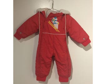 Vintage Red Arctic Expedition snow suit with hood size 12 mos