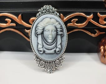 Madame Leota Victorian Cameo Brooch Pin Jewelry Tombstone Bust Haunted Mansion Resin Handmade For Halloween Costume