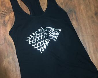 House Stark Racerback | Reflective Direwolf Sigil | Game of Thrones Shirt | House Stark Sigil | Robb | Sansa | Arya | Bran | Ned | Rickon