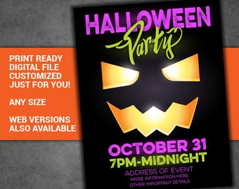 Halloween Party, Trunk or Treat, Halloween, flyer, invite, personalized, printable, poster, customized, trick or treat, Halloween poster
